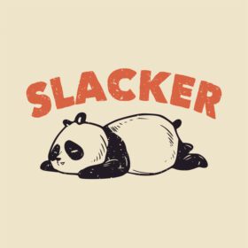 دانلود شعار vintage تایپوگرافی slacker sleeping panda برای تی شرت