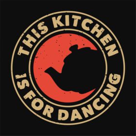 دانلود شعار vintage تایپوگرافی این آشپزخانه برای رقصیدن تی