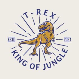 دانلود لوگوی vintage t rex با شعار و پس زمینه سفید