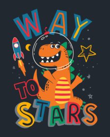 دانلود راه برای ستاره دایناسور در طراحی فضایی تی شرت بچه گانه و