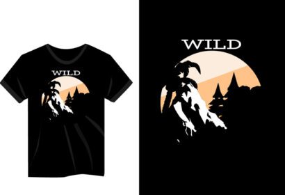 دانلود طرح تی شرت رترو کوه جنگل وحشی