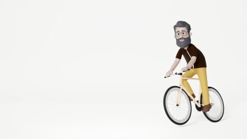 دانلود عکس سه بعدی مرد دوچرخه سوار دوچرخه سواری تا محل کار