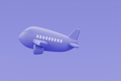 دانلود عکس هواپیمای سه بعدی بنفش ایزوله گردشگری و سفر