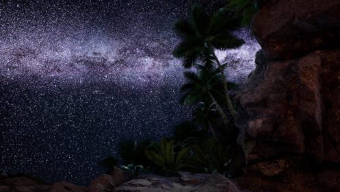 دانلود عکس k مسیرهای ستاره ای هایپرلپس بر روی دیواره ها و نخل های دره ماسه سنگی