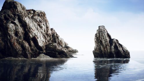 دانلود عکس نمای هوایی از خط ساحلی دراماتیک در صخره ها