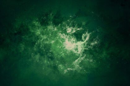 دانلود عکس پس زمینه انتزاعی کهکشان با ستاره ها و سیارات به رنگ سبز