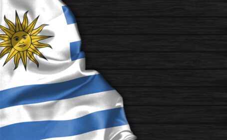 دانلود عکس رندر سه بعدی کلوزآپ پرچم اروگوئه