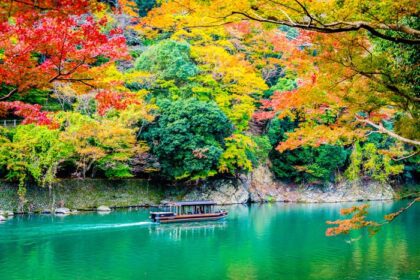 دانلود عکس رودخانه زیبای آراشیاما در کیوتو ژاپن