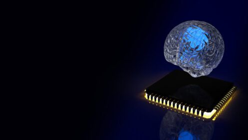 دانلود عکس مغز و آی سی برای رندر سه بعدی مفهوم اوی یا فناوری
