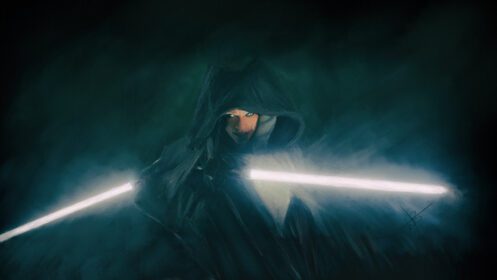 دانلود والپیپر Ahsoka Tano Rosario Dawson Star Wars The Mandalorian Lightsaber Art Digital