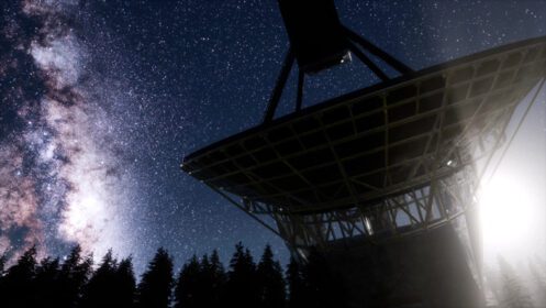 دانلود عکس رصدخانه نجومی زیر ستارگان آسمان شب