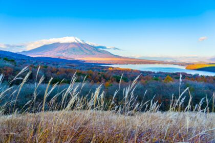 دانلود عکس زیبای کوه فوجی در دریاچه یاماناکای ژاپن