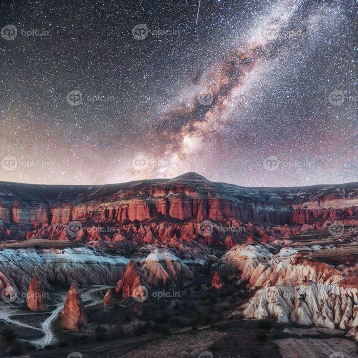 دانلود عکس ستاره های زیبا بر فراز دره در کاپادوکیا
