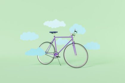 دانلود عکس دوچرخه رترو با ابرهای صاف در اطراف