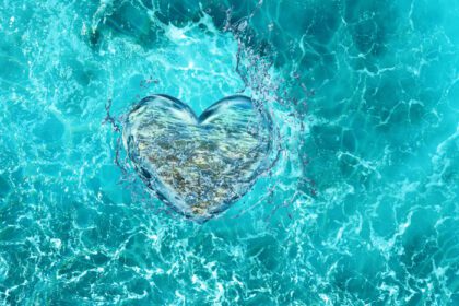دانلود عکس فوکوس زدایی قلب تار از پاشیدن آب روی امواج اقیانوس