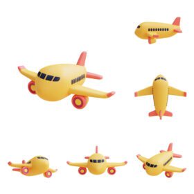 دانلود مجموعه عکس از هواپیمای زرد گردشگری و مفهوم سفر مینیمال