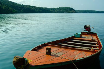 دانلود عکس قایق دم بلند چوبی سنتی تایلندی روی دریا که کود