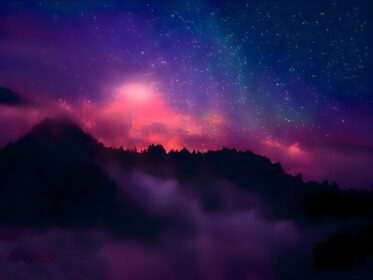 دانلود عکس پس زمینه منظره شب کوه و کهکشان شیری