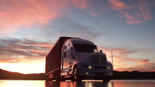 دانلود کامیون عکس در بزرگراه جاده مفهوم لجستیک حمل و نقل