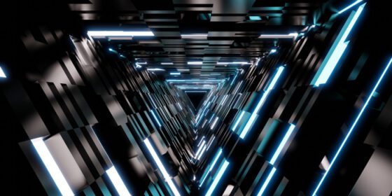 دانلود عکس تکنولوژی تونل لیزری مثلثی درب راهرو نور نئون