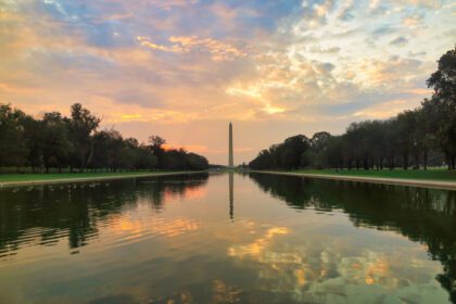 دانلود عکس طلوع بنای یادبود واشنگتن واشنگتن دی سی آمریکا