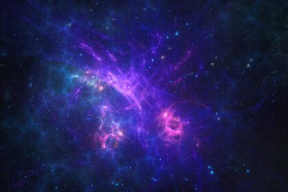 دانلود عکس سحابی آبی تیره درخشان ستاره بنفش جهان در فضای بیرونی