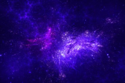 دانلود عکس سحابی آبی تیره درخشان ستاره بنفش جهان در فضای بیرونی