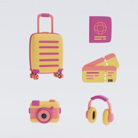 دانلود مجموعه عکس مفهوم گردشگری و سفر با چمدان زرد و