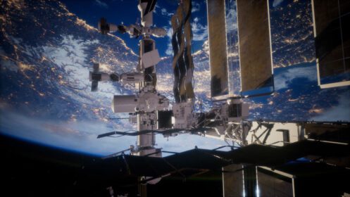 دانلود عکس زمین و ایستگاه فضایی بیرونی iss