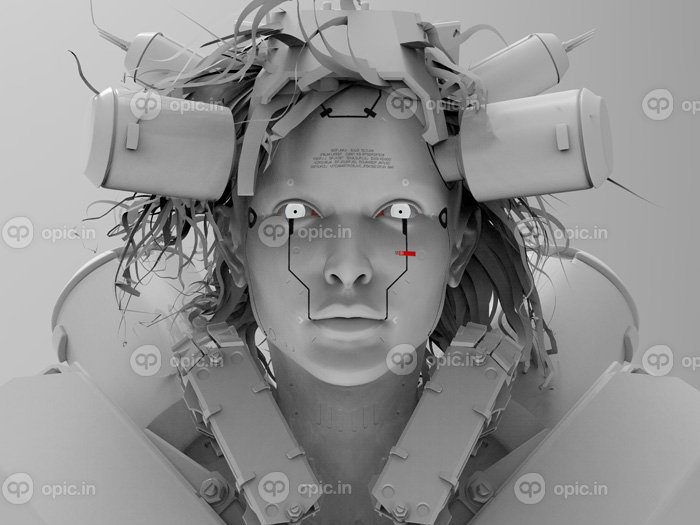دانلود عکس ربات زن انتزاعی پرتره نزدیک با موضوع