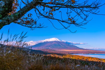 دانلود عکس کوه فوجی در دریاچه یاماناکاکو یا یاماناکا در ژاپن