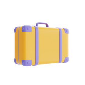 دانلود عکس چمدان زرد جدا شده در تعطیلات پس زمینه روشن