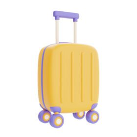 دانلود عکس چمدان زرد جدا شده در تعطیلات پس زمینه روشن