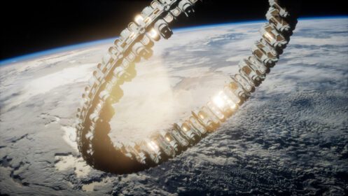 دانلود عکس ایستگاه فضایی آینده نگر در مدار زمین
