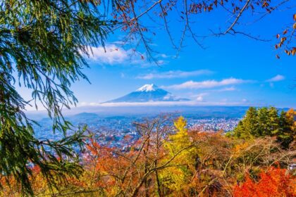 دانلود عکس منظره در کوه فوجی در پاییز ژاپن