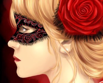 دانلود والپیپرهای هنری صورت فانتزی دخترانه ماسک سر دخترانه ماسک نقاشی نقاشی گل رز زنانه