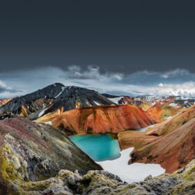 دانلود عکس منظره منظره رنگارنگ رنگین کمان آتشفشانی landmannalaugar
