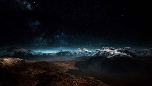 دانلود عکس کوه هیمالیا با ستاره در شب