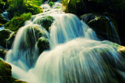 دانلود عکس آبشار در جنگل آب زلال