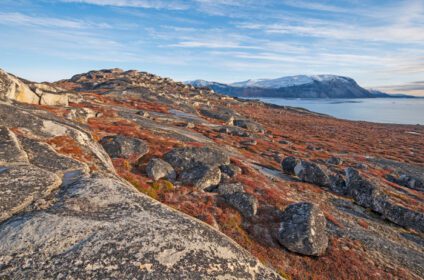 دانلود عکس رنگ های پاییزی در میان صخره های بایر قطب شمال