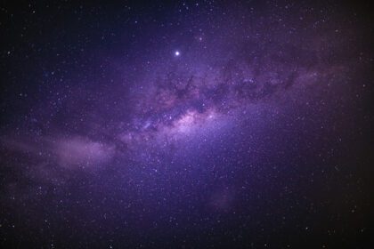 دانلود عکس منظره با راه شیری کهکشان آسمان شب با ستاره