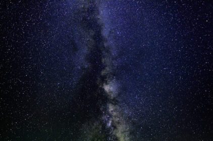 دانلود عکس پانورامای شب کهکشانی دراماتیک آبی روشن از ماه