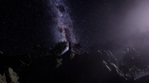 دانلود عکس کهکشان راه شیری بر فراز دیواره های دره ماسه سنگی