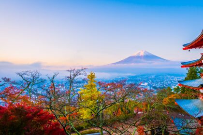 دانلود عکس کوه فوجی با بتکده چوریتو در ژاپن