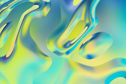 دانلود عکس انتزاعی سبز زرد و آبی شیب مایع سه بعدی