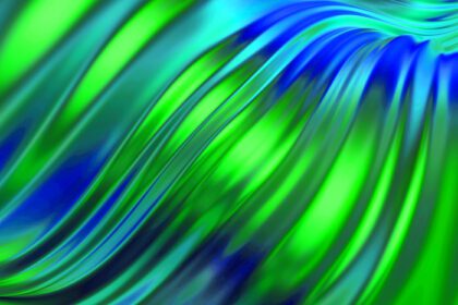 دانلود عکس انتزاعی خط راه راه مواج آبی روشن و زرد منحنی