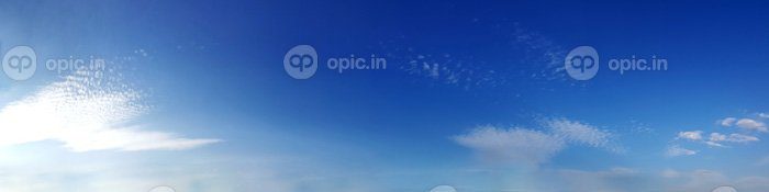 دانلود عکس پانورامای آسمان با ابر در یک روز آفتابی