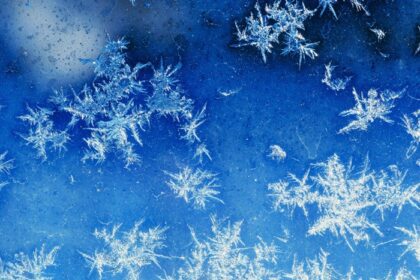 دانلود عکس الگوی طبیعی یخ زده روی پنجره زمستانی