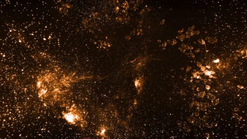 دانلود عکس نارنجی دراماتیک شب کهکشان پانوراما از جهان ماه