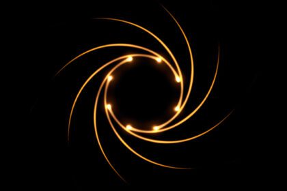 دانلود عکس نور ستاره دنباله دار آتش نارنجی پرواز در دایره در حال تابیدن چراغ به داخل